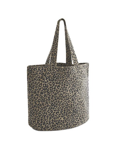 WES-W335-Leopard Print Canvas Shopper